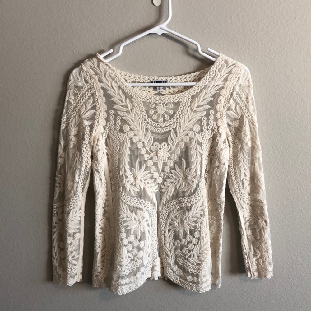 Cream lace top.
